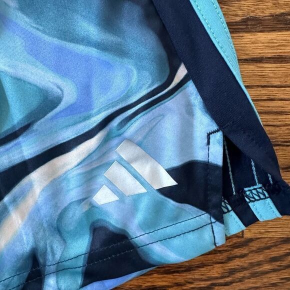 NWT NEW ADIDAS Aeroready Navy Blue Aqua Hyper Ready Athletic Shorts XL 18 20 - Picture 2 of 6